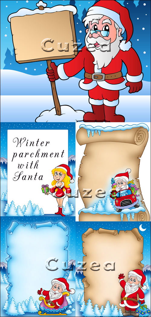      / Winter parchment with Santa - Stock photo