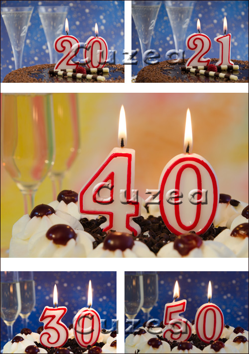    / Figures from burning candles 20-30-40-50 - Stock photo