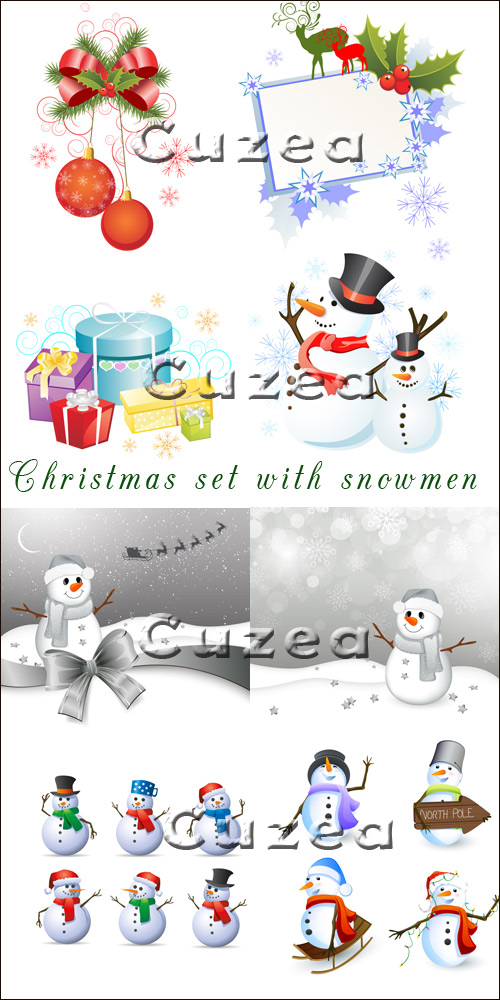     / Christmas set with snowmen