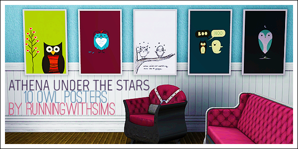 Athena Under The Stars 10 Owl Posters by Running With Sims