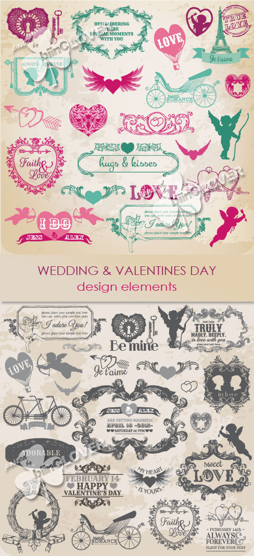 Wedding and Valentines day design elements 0307