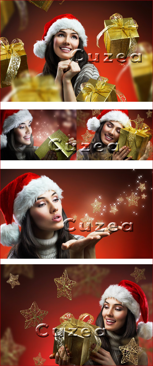         / Girls with Christmas gifts - Stock photo
