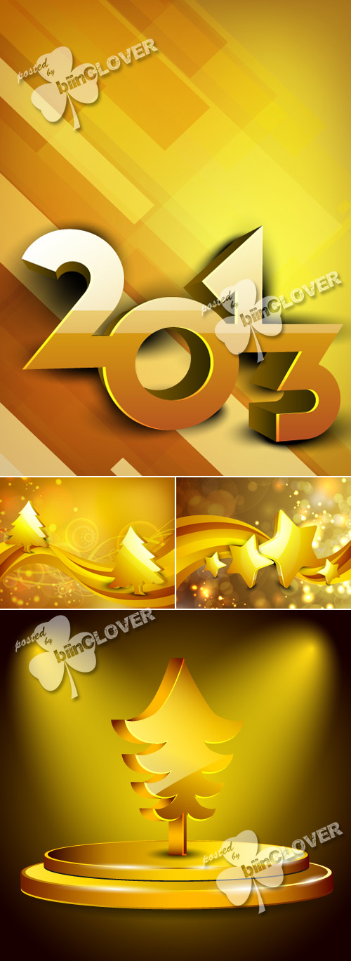3D golden Christmas design 0310