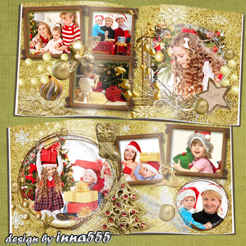Holiday photo book for the whole family - Light golden Christmas stars