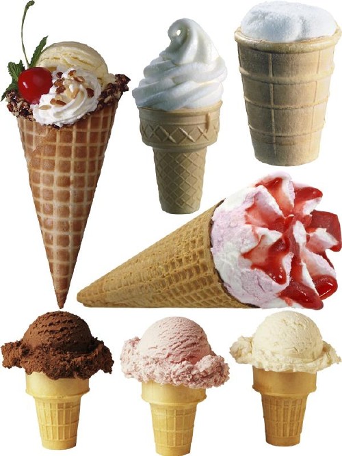 Фотосток: Мороженое - рожок и в вафельном стаканчике