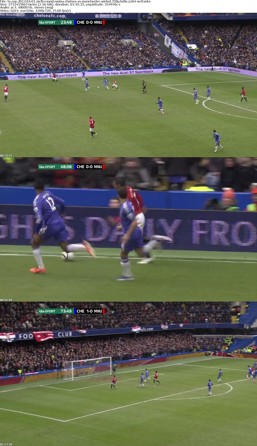 FA Cup 2013 04 01 Sixth Round Replay Chelsea Vs Manchester United 720p HDTV x264 W4F