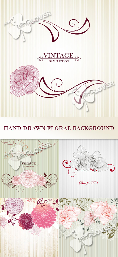 Hand drawn floral background 0400