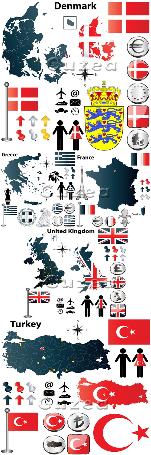     ,  2/ Flags and symbols of the different countries, part 2 - vector stock