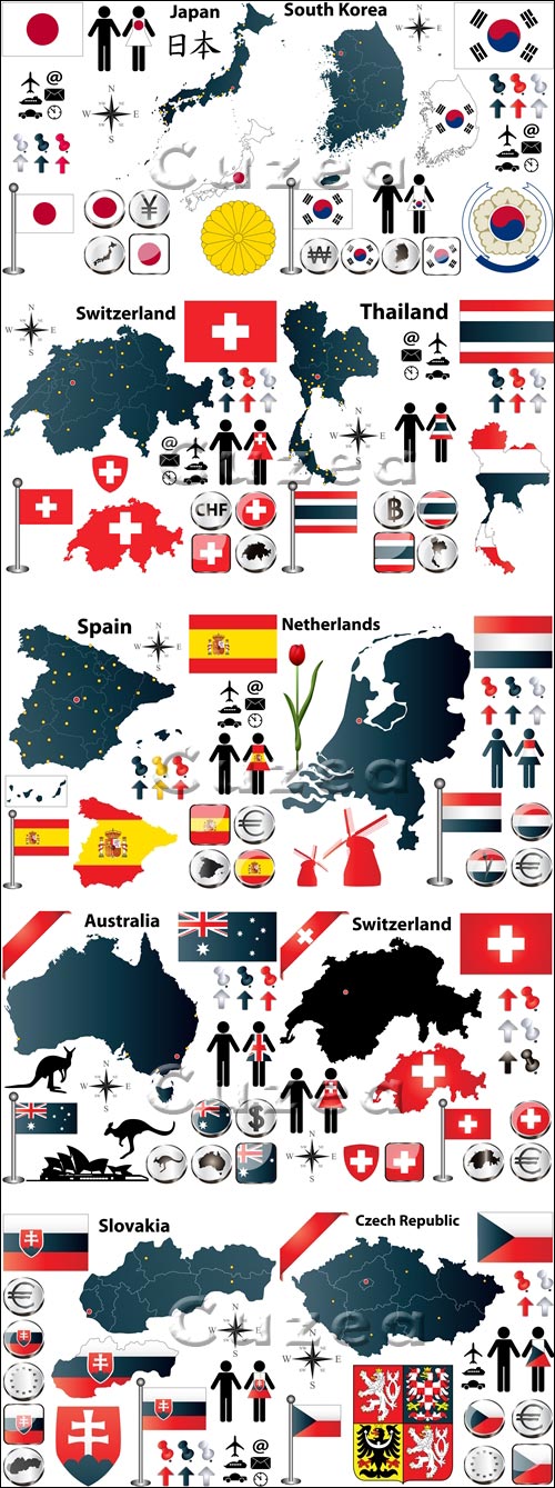     ,  4/ Flags and symbols of the different countries, part 4 - vector stock
