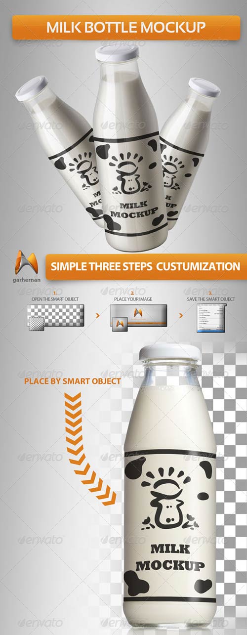 GraphicRiver Milk Bottle Mockup