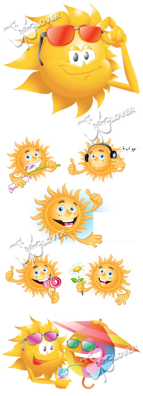 Cartoon  icons of sun 0413