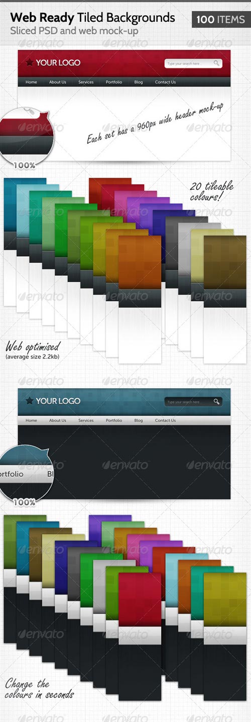 100 Web Ready Tiled Backgrounds - GraphicRiver