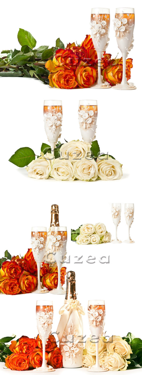     / Wedding roses and glases - Stock photo