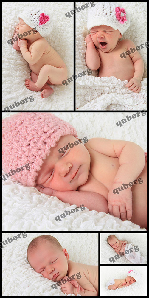 Stock Photos - Newborn Baby Girl Sleep on a Blanket