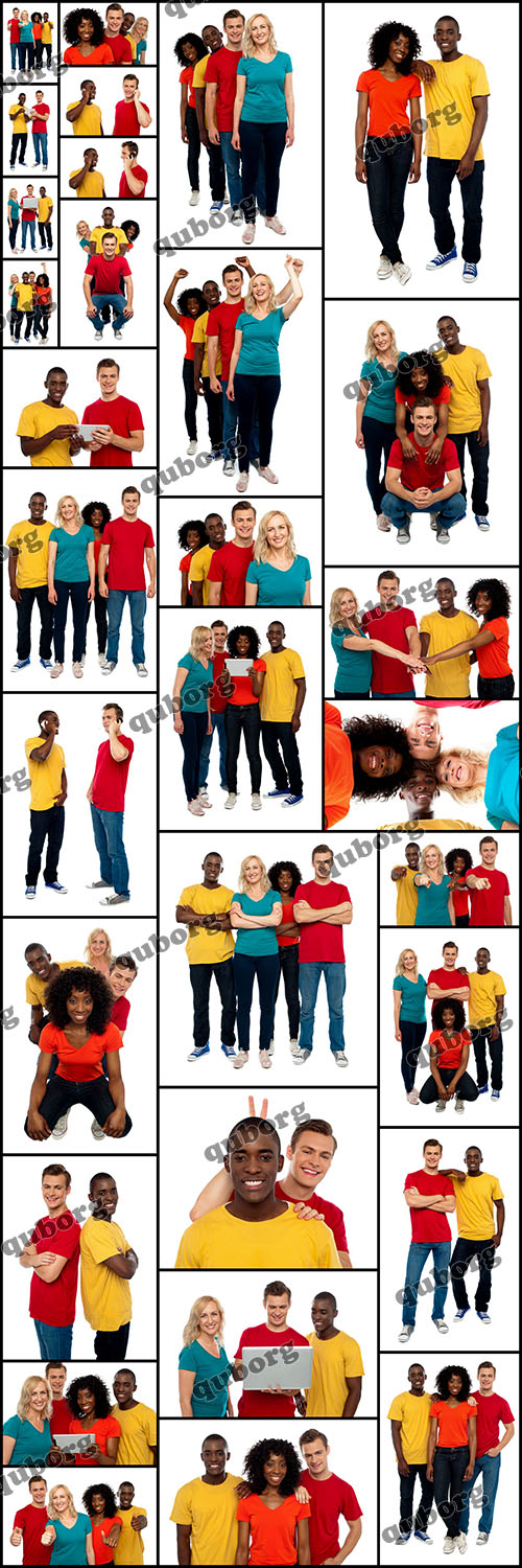 Stock Photos - Man and Woman in Color T-Shirt