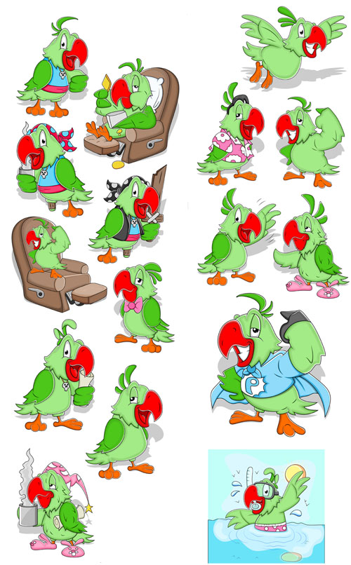 Parrot Illustrations Vector Set