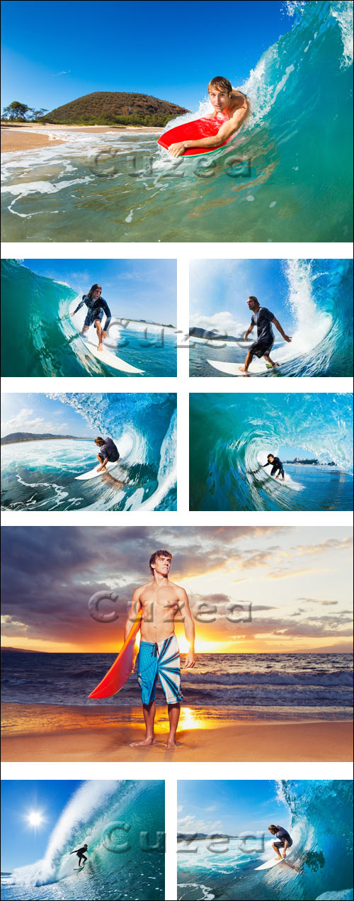  / Professional Surfer holding a Surf Board - Stock photo