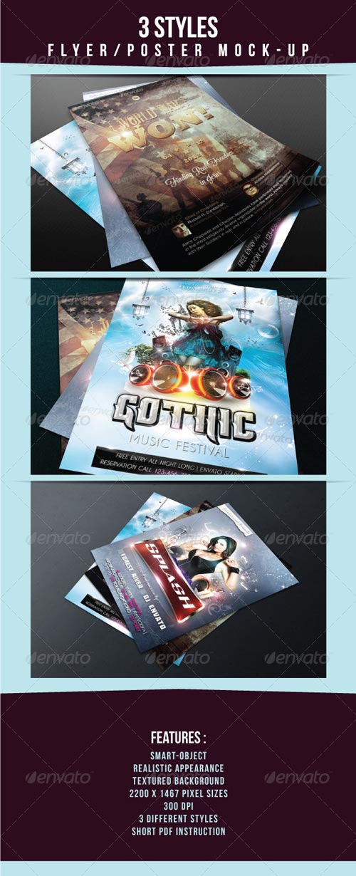 3 Styles Flyer/Poster Mock-Up - GraphicRiver