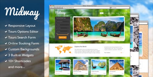 Midway v1.9 - Responsive Travel WP Theme. PSD