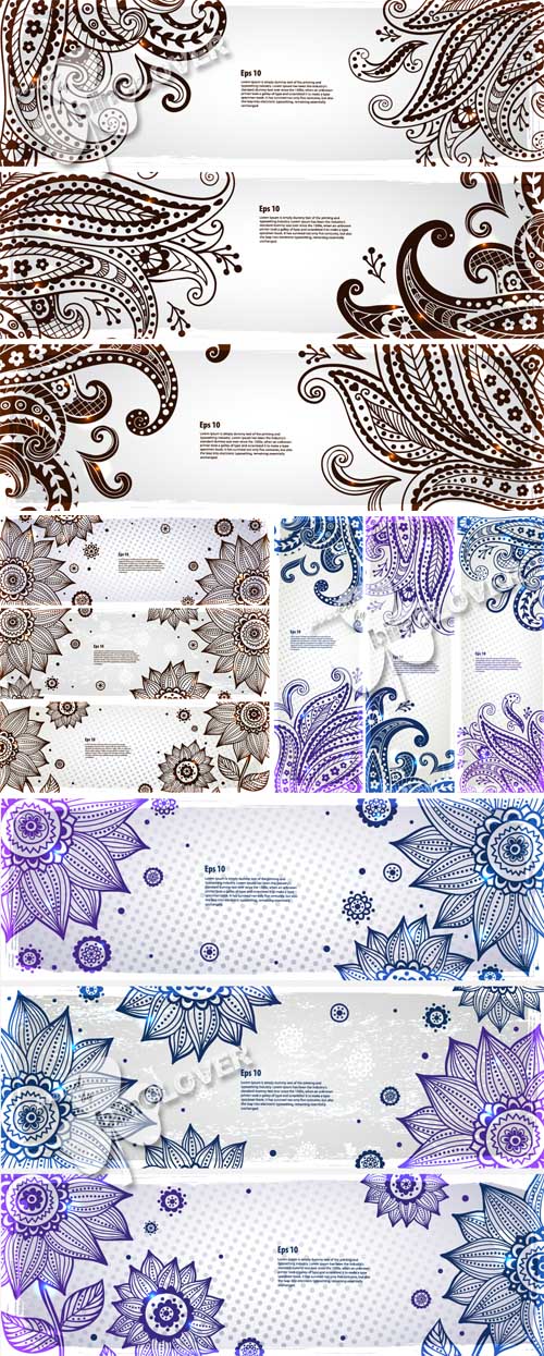 Banners with paisley ornaments 0428