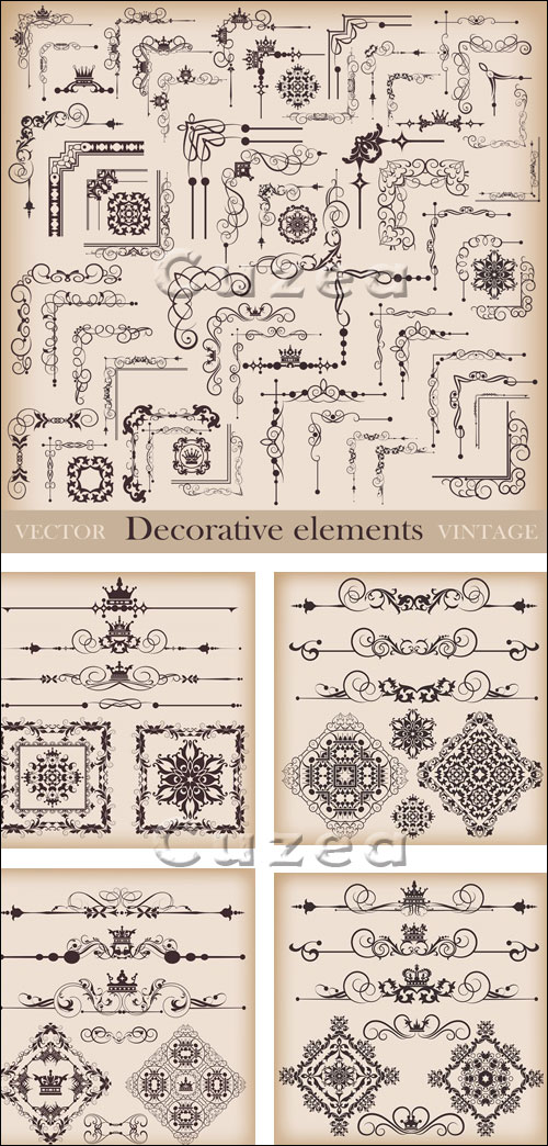     / Vintage decorative elements in vector set