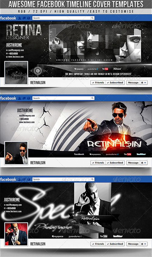 Facebook Timeline Covers – 3in1