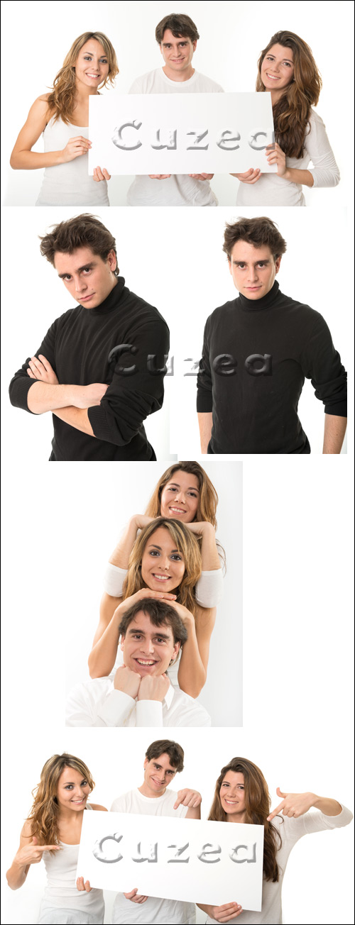      , 5 / People with white banner - Stock photo
