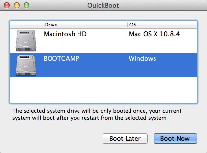 QuickBoot - упрощаем перезагрузку в BootCamp