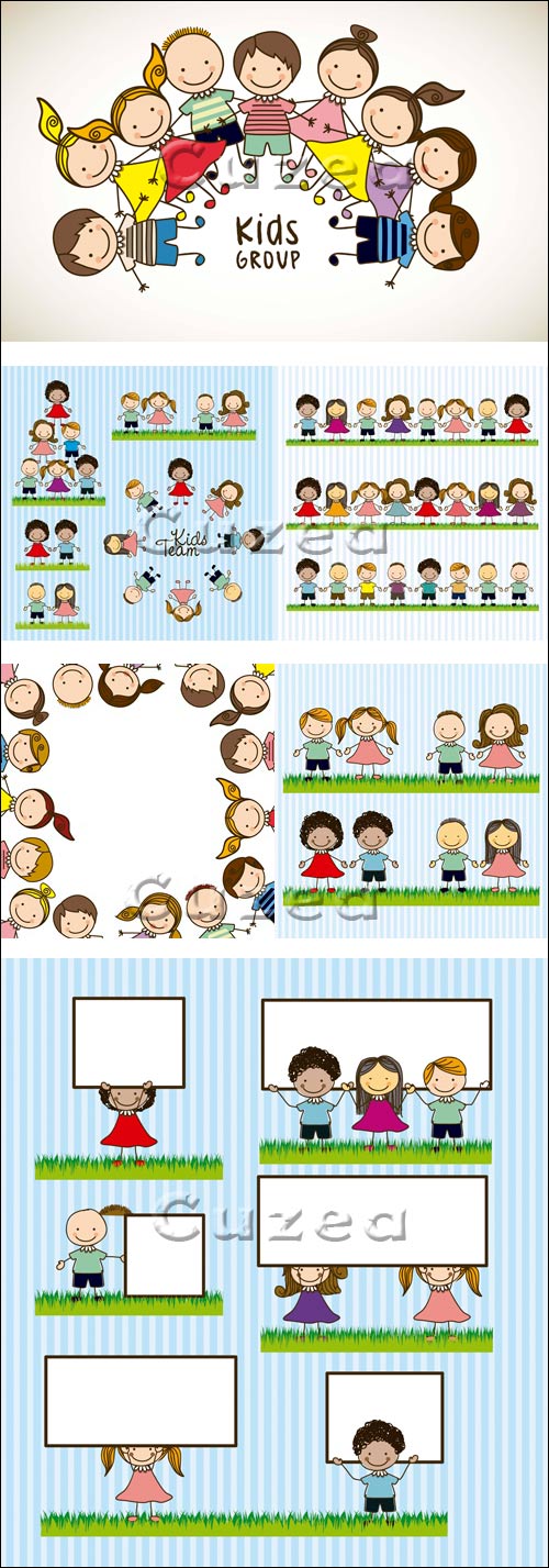    / Children with banners - vector stock