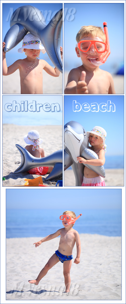   -   / Children on the beach - stock photo
