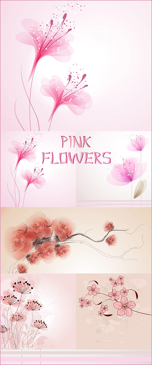      -   / Pink flowers in the Japanese style in vector stock