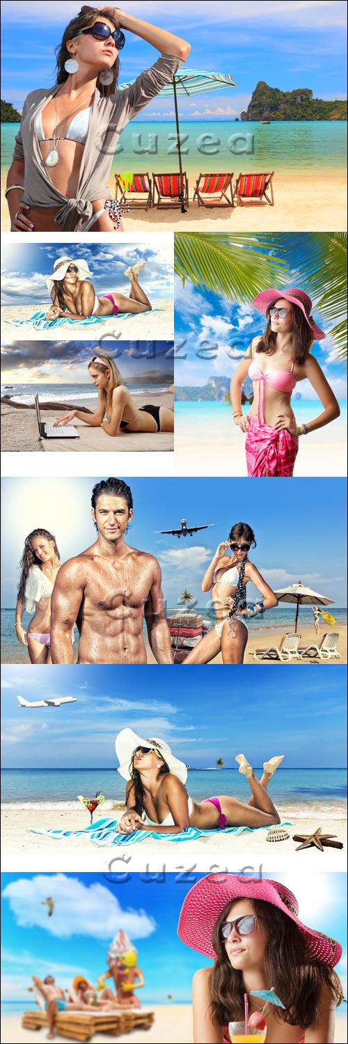     / Young people on the beach - stock photo