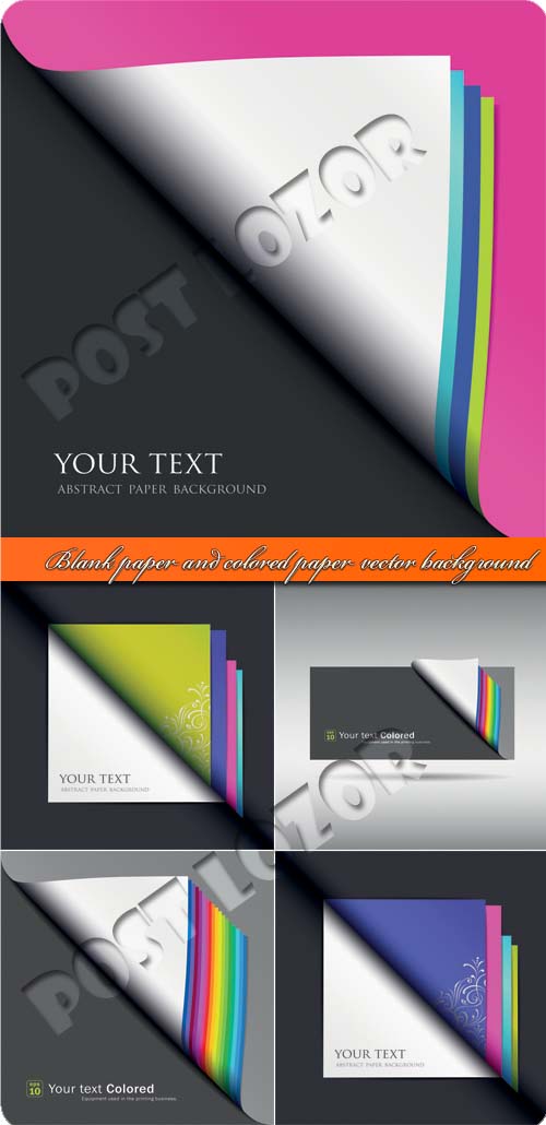 Blank paper and colored paper vector background