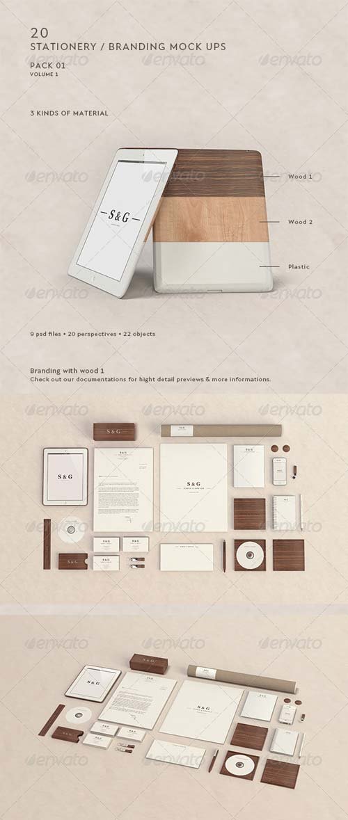 PSD - GraphicRiver Stationery / Branding Mock-Up - Woods & Plastic