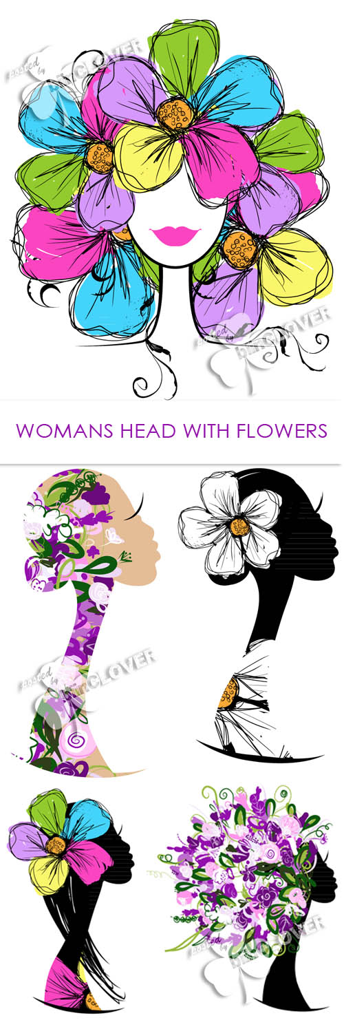 Womans head with flowers 0443