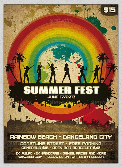PSD - GraphicRiver Grunge Summer Fest Flyer