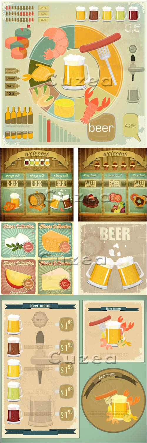       / Beer vintage menu in vector stock