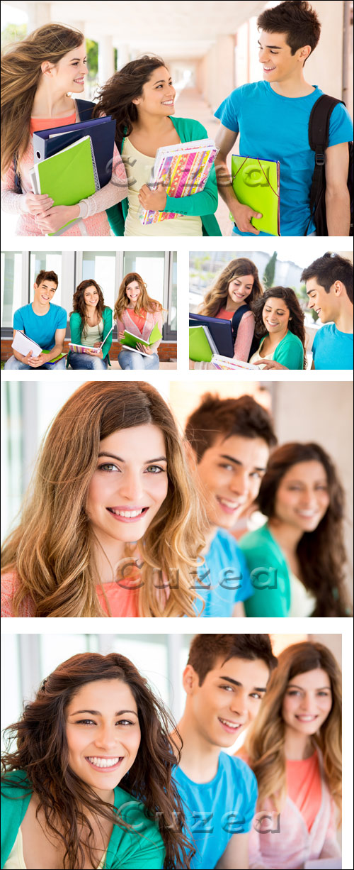       / Young group of students in campus - stock photo