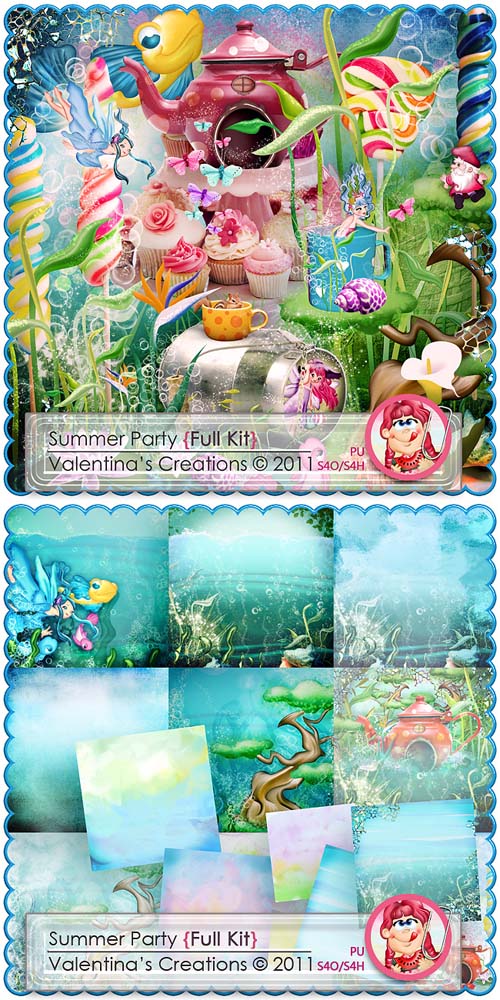 Scrap Set - Summer Party PNG and JPG Files