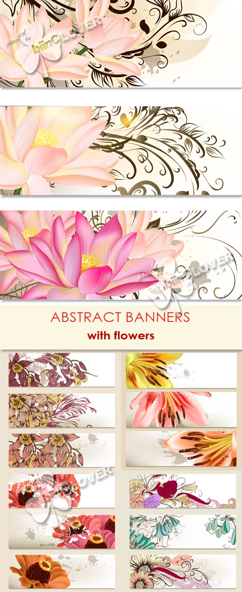 Abstract banners with flowers 0444