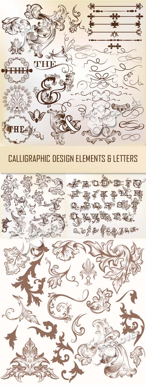 Calligraphic design elements and letters 0444