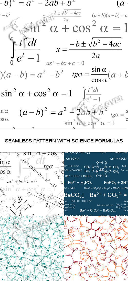 Seamless pattern with science formulas 0445