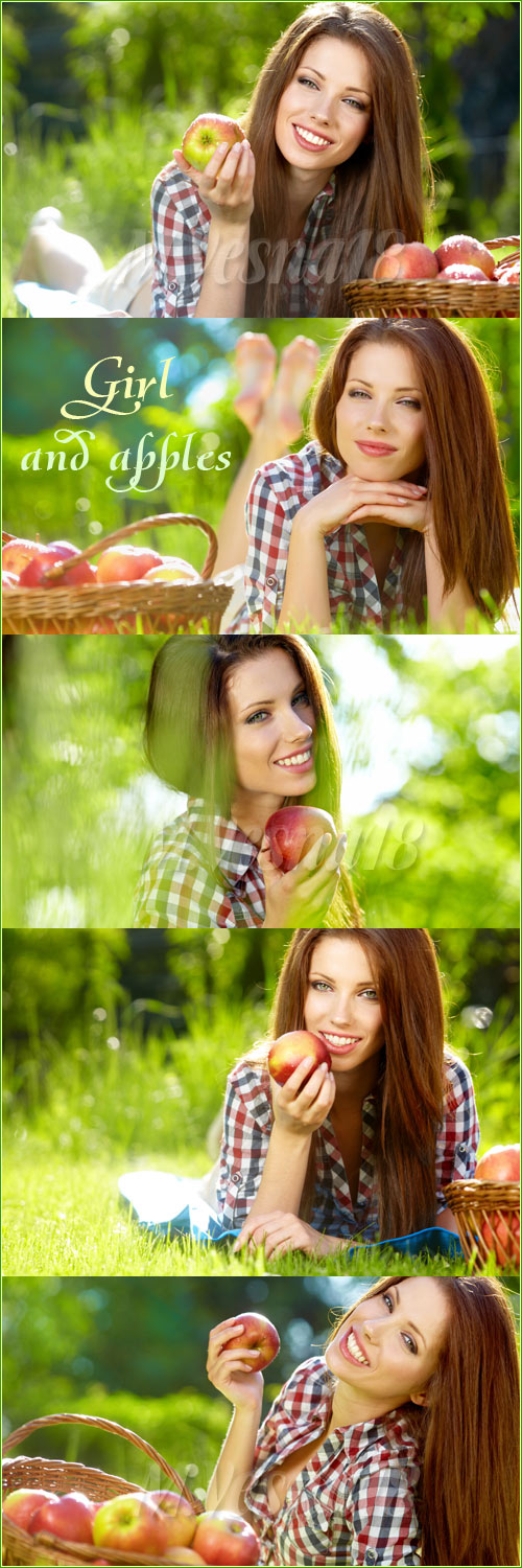   /The girl with apples- stock photo
