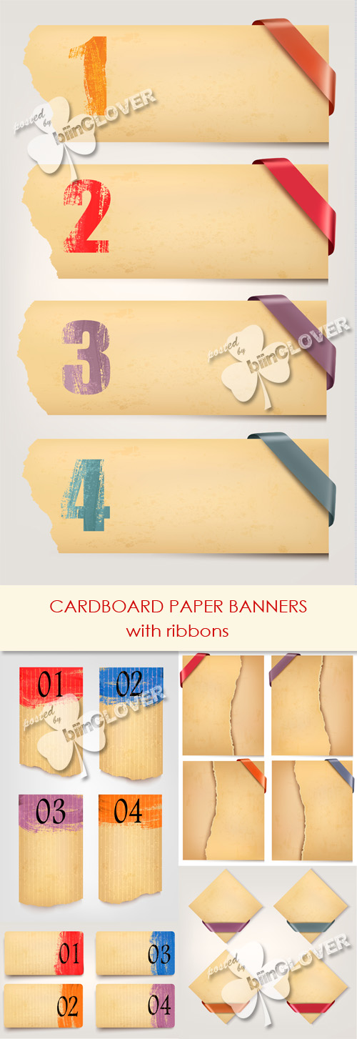 Cardboard paper banners with ribbons 0447