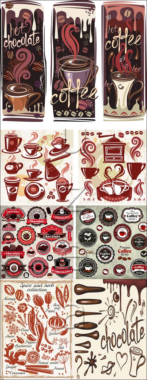       / Coffe and chocolate banners and labels in vector