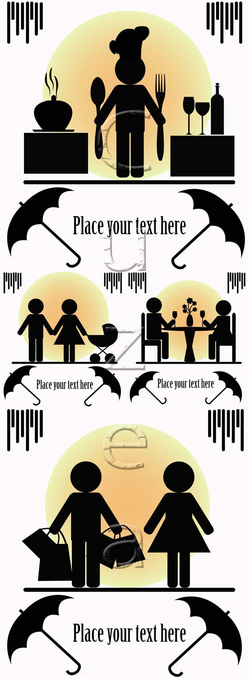       / People vector sihouettes and place for text, 4