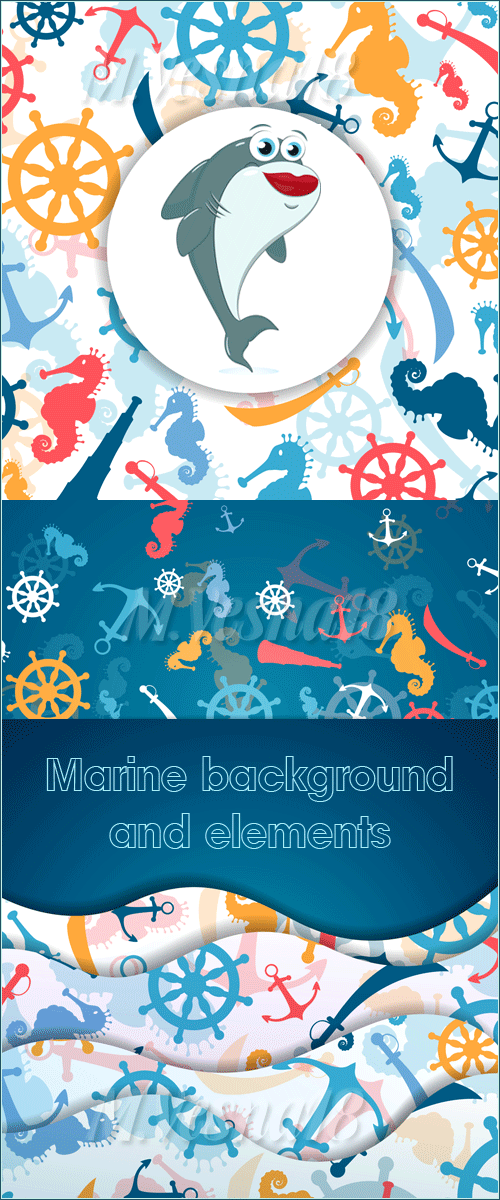        / Marine backgrounds and design elements in the vector