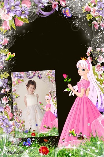 Рамка для девочек – Принцесса и роза 