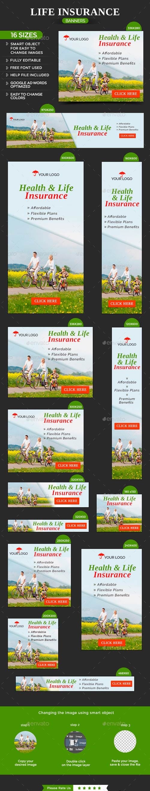 GraphicRiver - Health & Life Insurance Banners