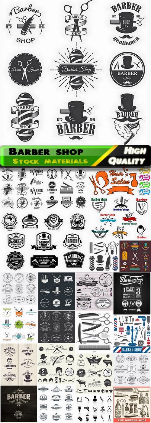 Emblems and badges for barber shop - 25 Eps